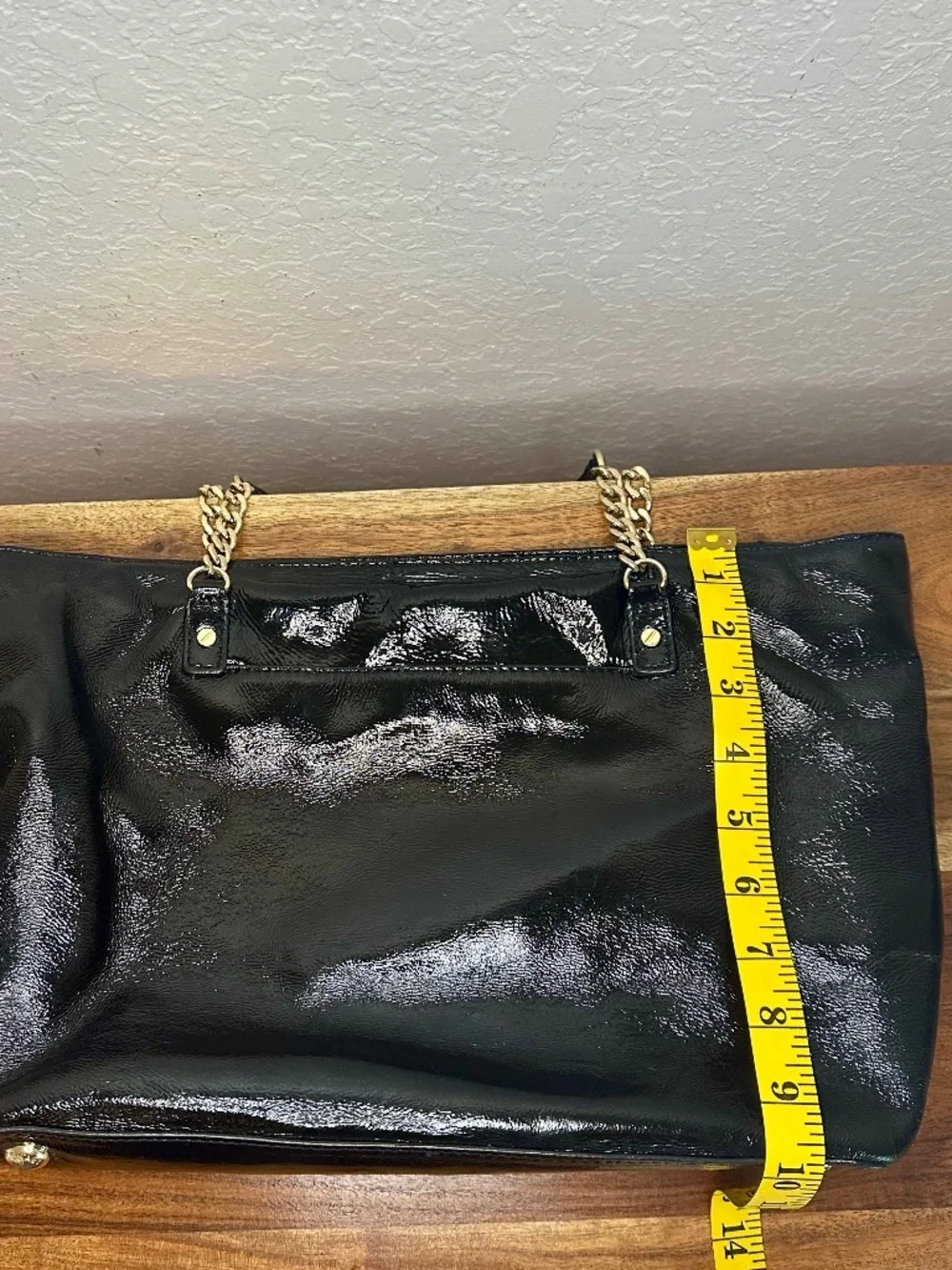 Michael Kors Black Patent Leather Jet Set Tote Bag